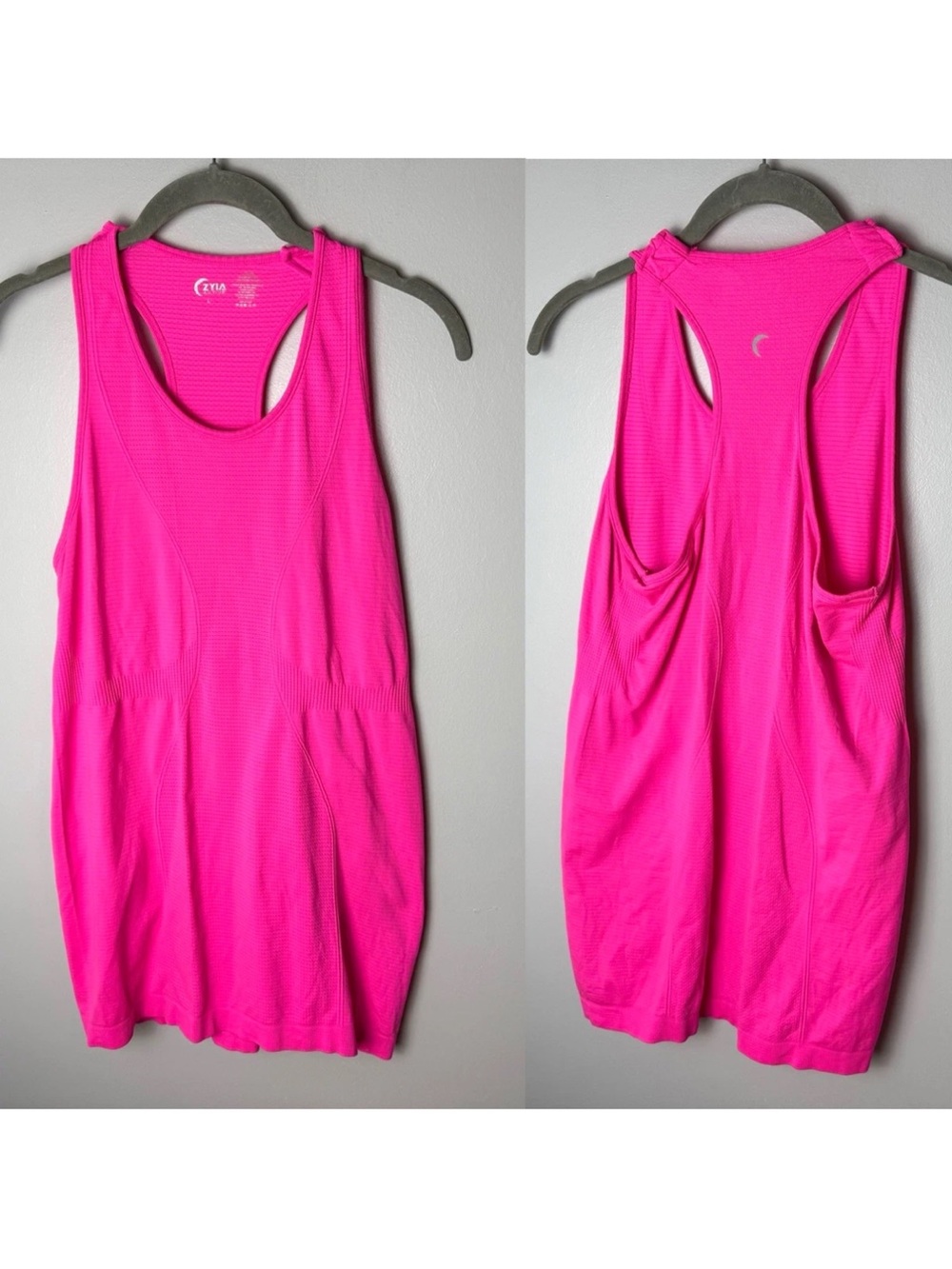 ZYIA Active Racerback Athletic Tank Top Size Large Bright Neon Pink Running